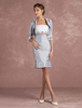 Mère de la mariée robe argent gaine taffetas robe de Cocktail 2 pièce brodée Party robe courte