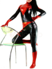 Métallique brillant unisexe Combinaison avec motif noir et rouge Déguisements Halloween