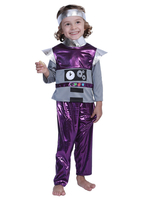 Métallique Robot Enfant Costume Drôle Violet 2 Pièces Costumes De Vacances Déguisements Halloween Carnaval Fantaisie Costume