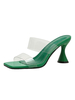 Mule à talons pour femmes Slip On Stiletto Heel Square Toe PVC Upper Green Mules