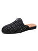 Mule Chaussures Pour Hommes Mode En Cuir PU Plaid Slip-On Pantoufles Décontractées