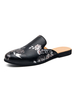 Mule Slip-On Artwork Cuir Semelle En Caoutchouc Chaussures Imprimées De Fleurs