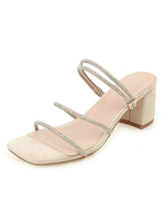 Mules à lanières pour femmes Carré Bout ouvert Talon bloc Chaussures grande taille