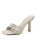 Mules à talons abricot bout carré Chunky Heel Slip-On Summer Heel Pantoufles