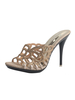 Mules à Talons Blond Clair Bout Pointu Talon Aiguille Maille Pantoufles À Talons Dété