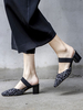 Mules à talons carrés Femmes Bleu Pointu Toe Slip-On Backless Chaussures