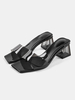 Mules à Talons Femme Talon Chunky Bout Carré PVC Mules Noires Supérieures