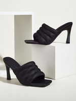 Mules à Talons Hautes Sandales Femmes avec Bout Ouvert Unicolore Mules à Talons Hautes Sandales