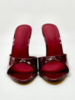 Mules à talons hauts bordeaux Sandales sexy à bout ouvert pour femmes