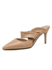 Mules à talons hauts en cuir Synthétique noir bout pointu Slingbacks chaussures mule