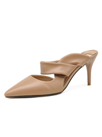 Mules à talons hauts en cuir Synthétique noir bout pointu Slingbacks chaussures mule