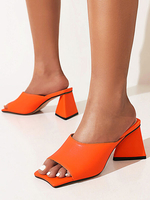 Mules à Talons Hauts Femme avec Bout Ouvert en Cuir Synthétique Unicolore