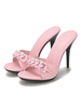 Mules à Talons Hauts Femme avec Bout Ouvert en Cuir Synthétique Unicolore