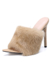Mules à talons hauts femmes peep toe détail de fourrure Stiletto mule chaussures