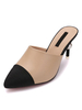 Mules à talons hauts kaki pointus en patchwork de glissement sur des chaussures mules pour femmes