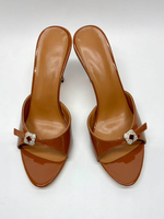 Mules à talons hauts marron à bout ouvert et sandales à talons hauts dos nu avec strass