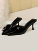 Mules à talons hauts Noir Bout pointu Boucle Détail Backless Mule Chaussures Pour Femmes