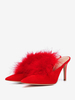 Mules À Talons Hauts Pour Femmes Bout Pointu En Fausse Plume