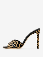 Mules à talons hauts pour femmes en crin de cheval à bout ouvert Chaussures de mules sexy