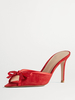 Mules à talons hauts pour femmes en daim à bout ouvert avec nœud et talon aiguille et escarpins dos nu