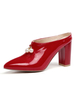 Mules à talons hauts rouges à bout pointu en perles à bout pointu pour femmes
