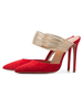 Mules à talons hauts rouges à bout pointu et chaussures à talons hauts pour femmes