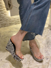 Mules à talons pour femmes blanc motif zèbre transparent PC supérieur décontracté talon compensé pantoufle
