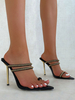 Mules à talons pour femmes; bout ouvert; anneau dorteil; talon aiguille; mules à talon en cuir PU