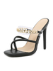 Mules à talons pour femmes Chaînes Cuir PU Bout carré Mules Talon aiguille