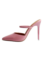 Mules à talons pour femmes en cuir PU à bout pointu et talons aiguilles à enfiler
