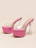 Mules à talons pour femmes Mules à talons épais en PVC avec tige rose