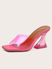 Mules à talons pour femmes Slip On Goblet Heel PVC Upper Rose Red Mules