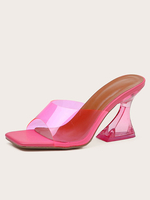 Mules à talons pour femmes Slip On Goblet Heel PVC Upper Rose Red Mules