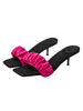 Mules à talons pour femmes Talon aiguille Bout carré Satin Rose Mules