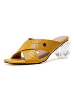 Mules à talons transparents Talon bloc Chaussures à bout ouvert pour femmes; grande taille