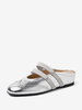 Mules Argentées Pour Femmes Bout Rond Chaussures Plates