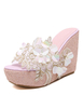 Mules compensées Sandales compensées avec fleur perle