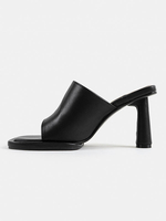 Mules en cuir PU à plateforme à enfiler pour femmes noires