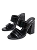Mules en cuir PU à talons épais pour femmes Noir