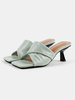 Mules En Cuir PU À Talons Spéciaux À Enfiler Pour Femmes Bleu Pastel