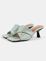 Mules En Cuir PU À Talons Spéciaux À Enfiler Pour Femmes Bleu Pastel