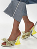Mules En Satin À Talon Gobelet Pour Femmes Doré
