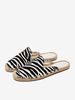 Mules Espadrilles Pour Femmes Bout Rond Motif Zabra Chassures Plates Dos Nu