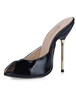 Mules femme noir en PU vernis Sandales femme