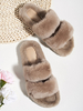 Mules Femme Pantoufles en Fausse Fourrures Synthétique à Bout Ouvert Unicolore Mules Femme Chaud Hiver