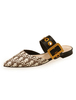Mules Femmes Mocassins Bout Pointu Imprimé Boucle Mules Dos Nu