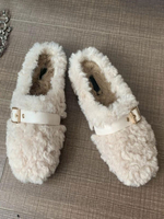 Mules Femmes Pantoufles à Fausses Fourrures Hivers Unicolore déco avec Boucles