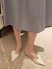 Mules Femmes Plates à Cuir Synthétique avec Bout Pointu Décors avec Fleurs Unicolore