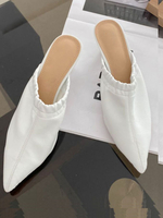 Mules Femmes Talons Hautes Aiguilles Petites Pantoufles avec Bout Pointu à Cuir Synthétique Elastique Unicolore Sexy