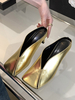 Mules métallisées femmes Champagne talon aiguille